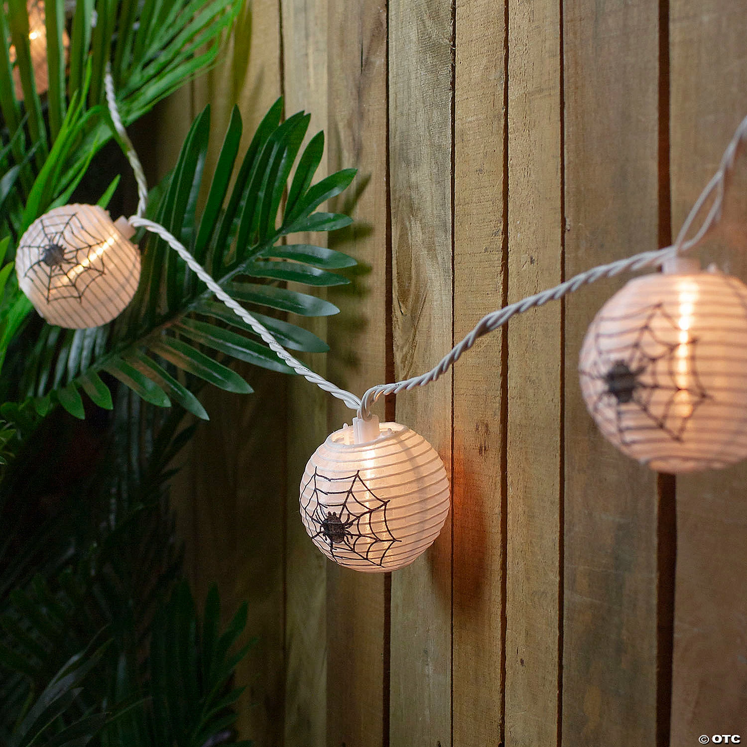 10-Count Black Spider in Web Paper Lantern Halloween Lights 8.5ft White Wire 2 10-Count Black Spider in Web Paper Lantern Halloween Lights 8.5ft White Wire - Image 2