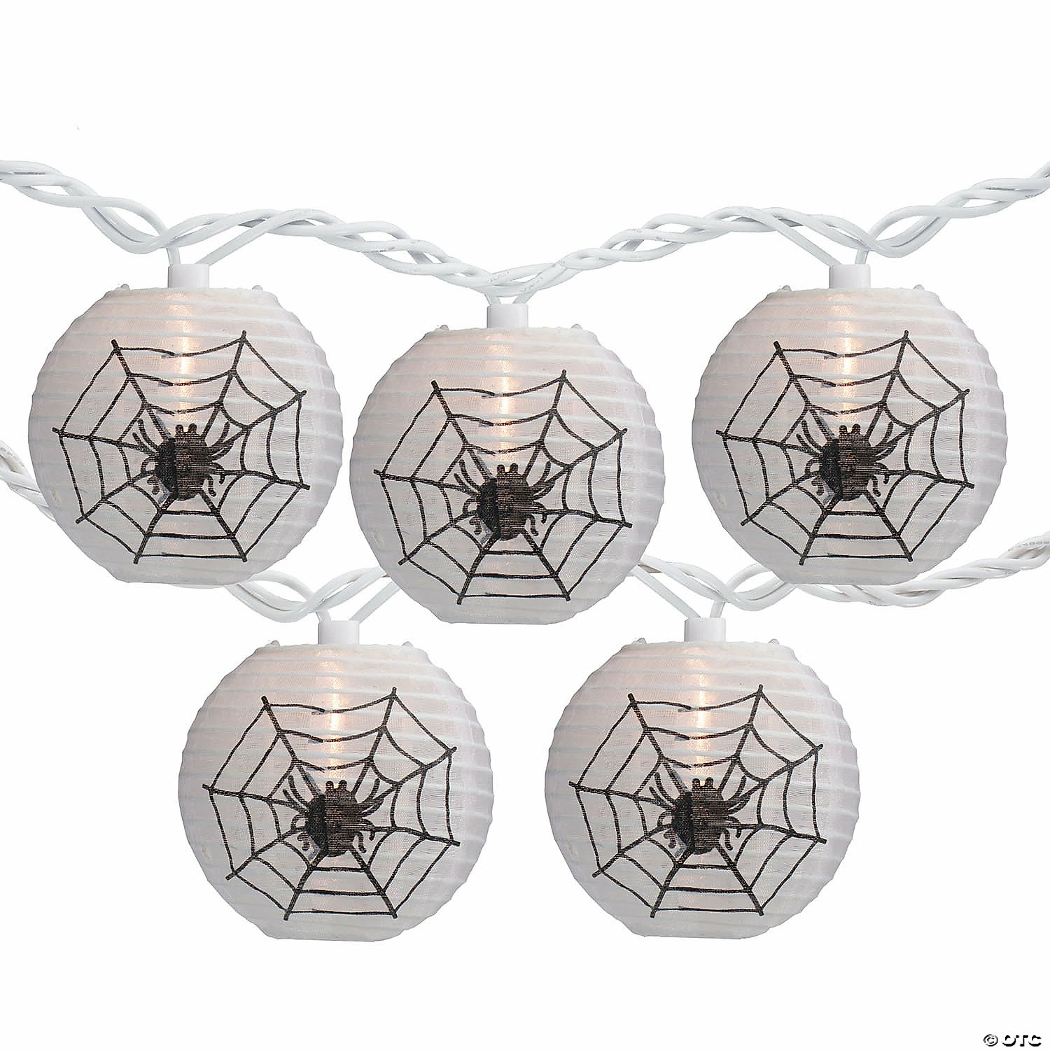 10-Count Black Spider in Web Paper Lantern Halloween Lights 8.5ft White Wire 1 10-Count Black Spider in Web Paper Lantern Halloween Lights 8.5ft White Wire