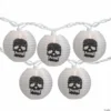 10-Count White and Black Skull Paper Lantern Halloween Lights 8.5ft White Wire