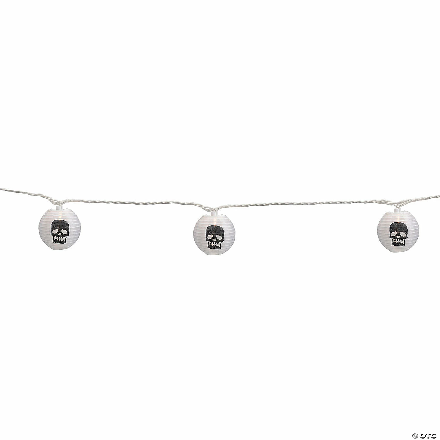 10-Count White and Black Skull Paper Lantern Halloween Lights 8.5ft White Wire 3 10-Count White and Black Skull Paper Lantern Halloween Lights 8.5ft White Wire - Image 3