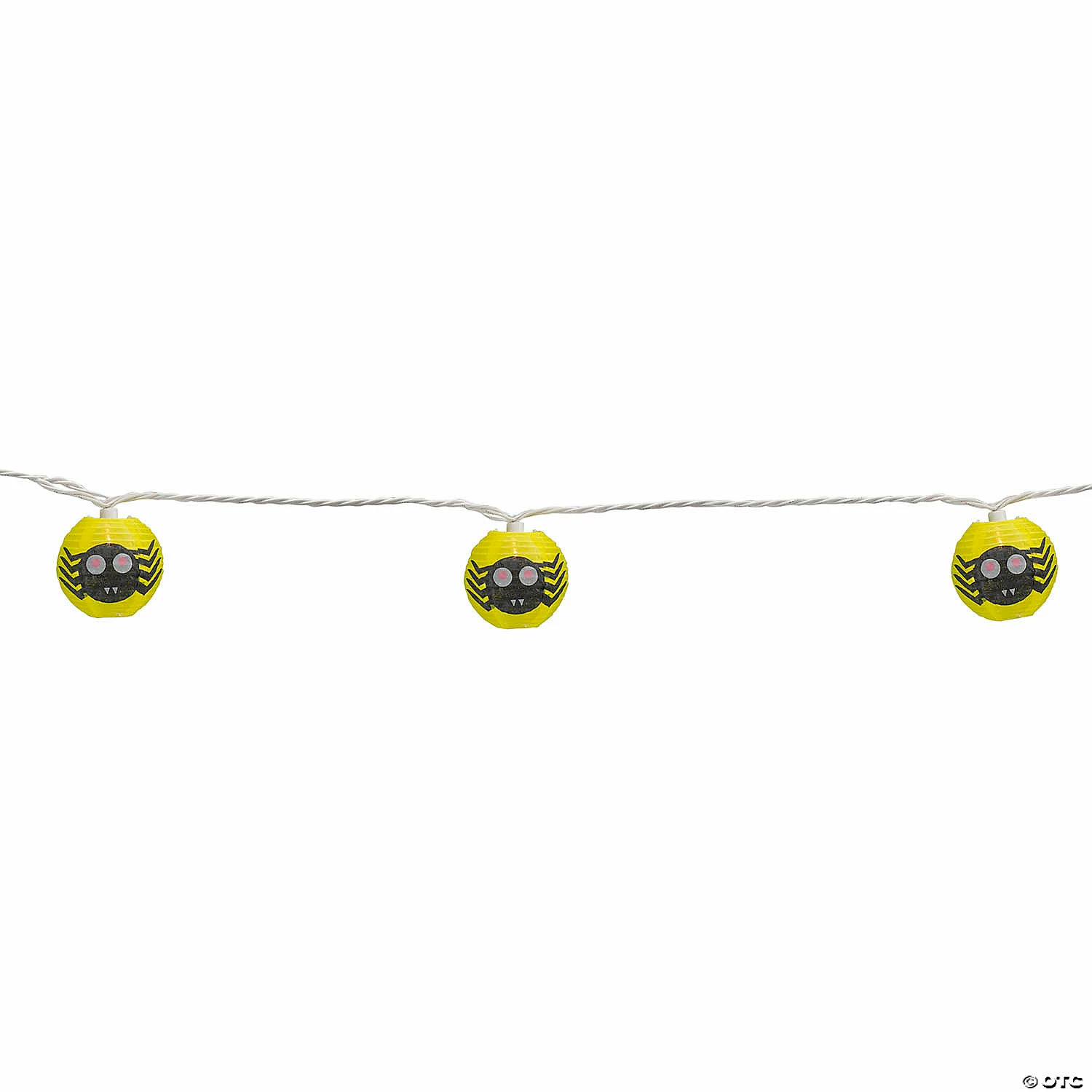 10-Count Yellow and Black Spider Paper Lantern Halloween Lights 8.5ft White Wire 3 10-Count Yellow and Black Spider Paper Lantern Halloween Lights 8.5ft White Wire - Image 3