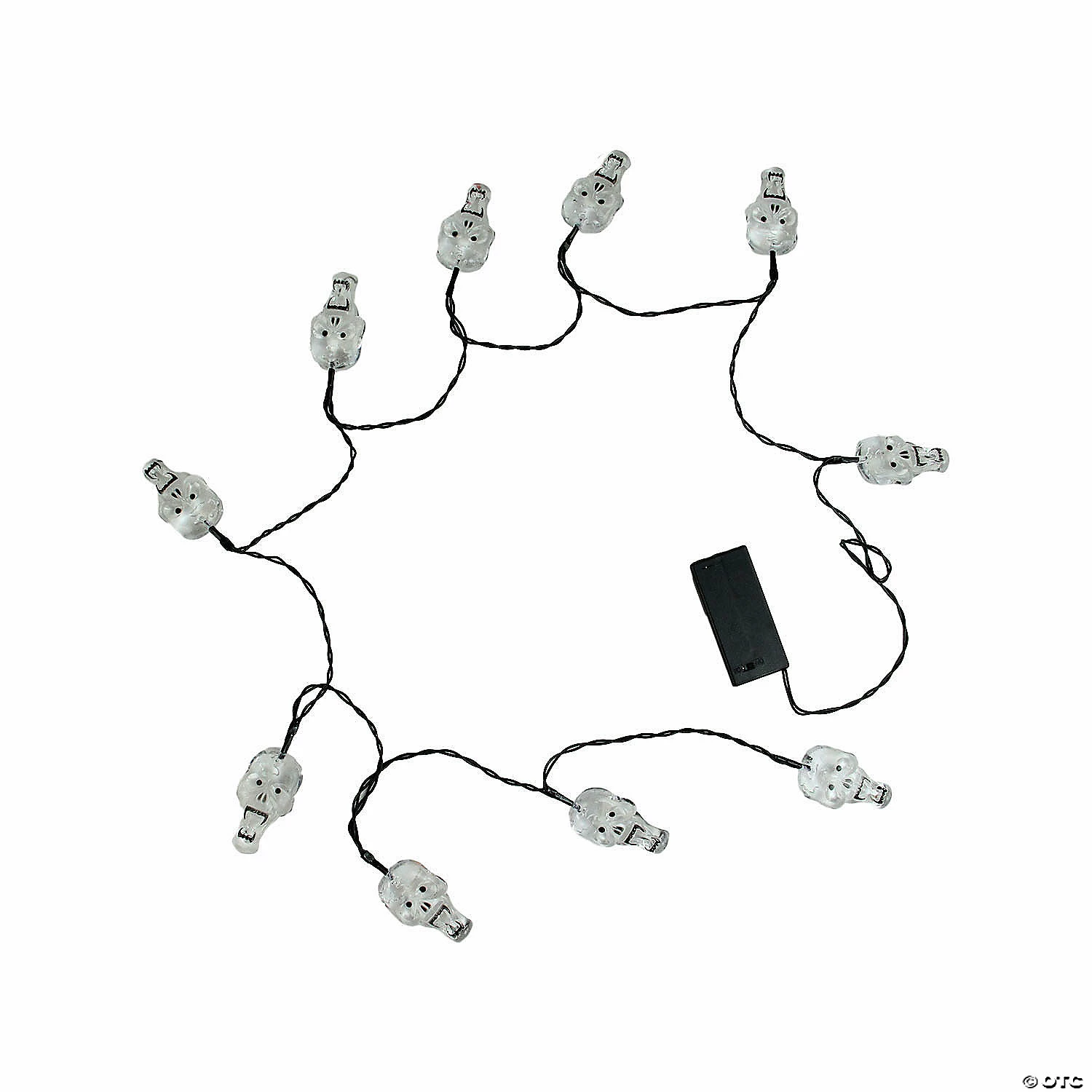 10 White Skull LED Halloween Lights - 5.75 ft Black Wire 2 10 White Skull LED Halloween Lights - 5.75 ft Black Wire - Image 2