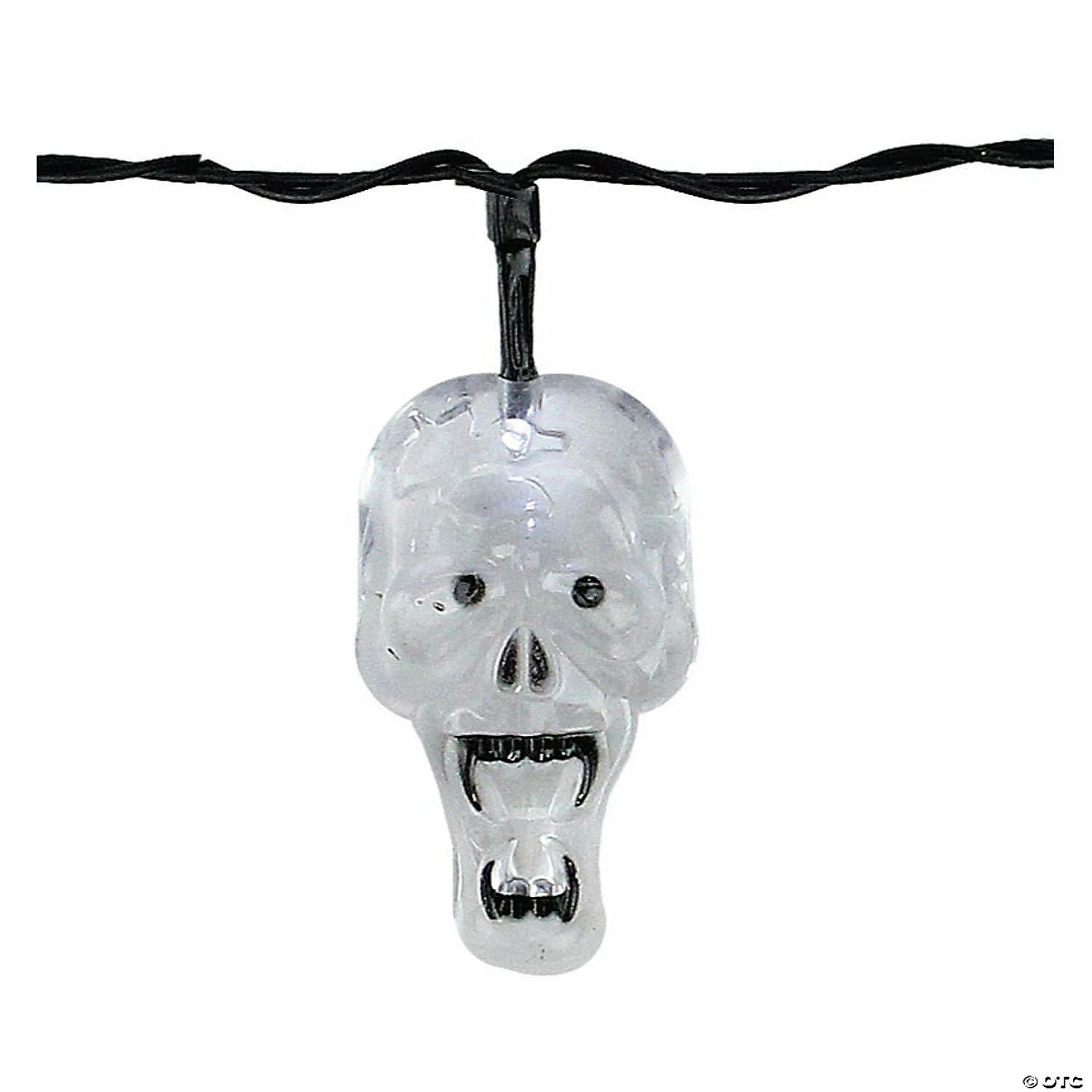 10 White Skull LED Halloween Lights - 5.75 ft Black Wire 3 10 White Skull LED Halloween Lights - 5.75 ft Black Wire - Image 3