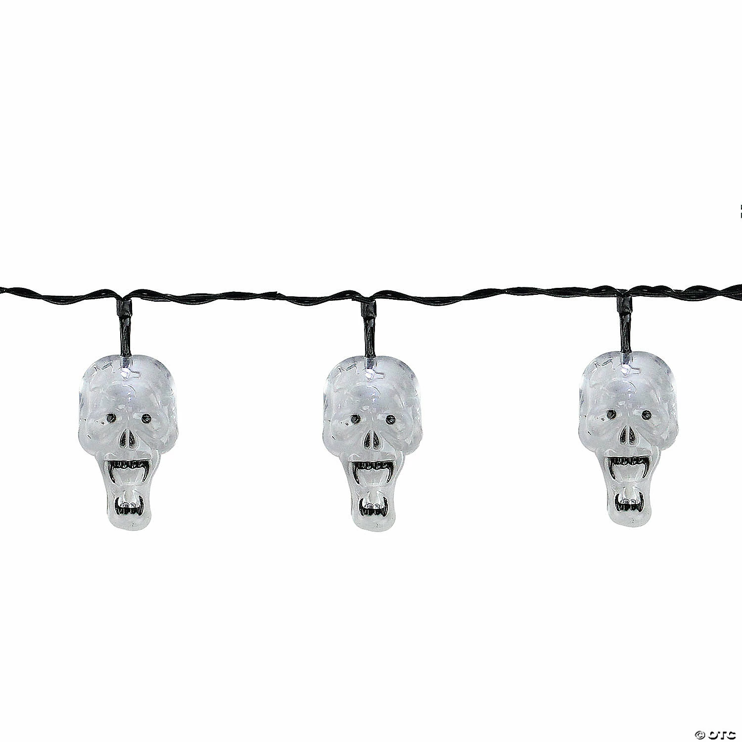 10 White Skull LED Halloween Lights - 5.75 ft Black Wire 1 10 White Skull LED Halloween Lights - 5.75 ft Black Wire