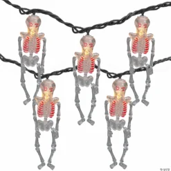 10ct Skeleton Halloween Lights - 7.5ft Black Wire