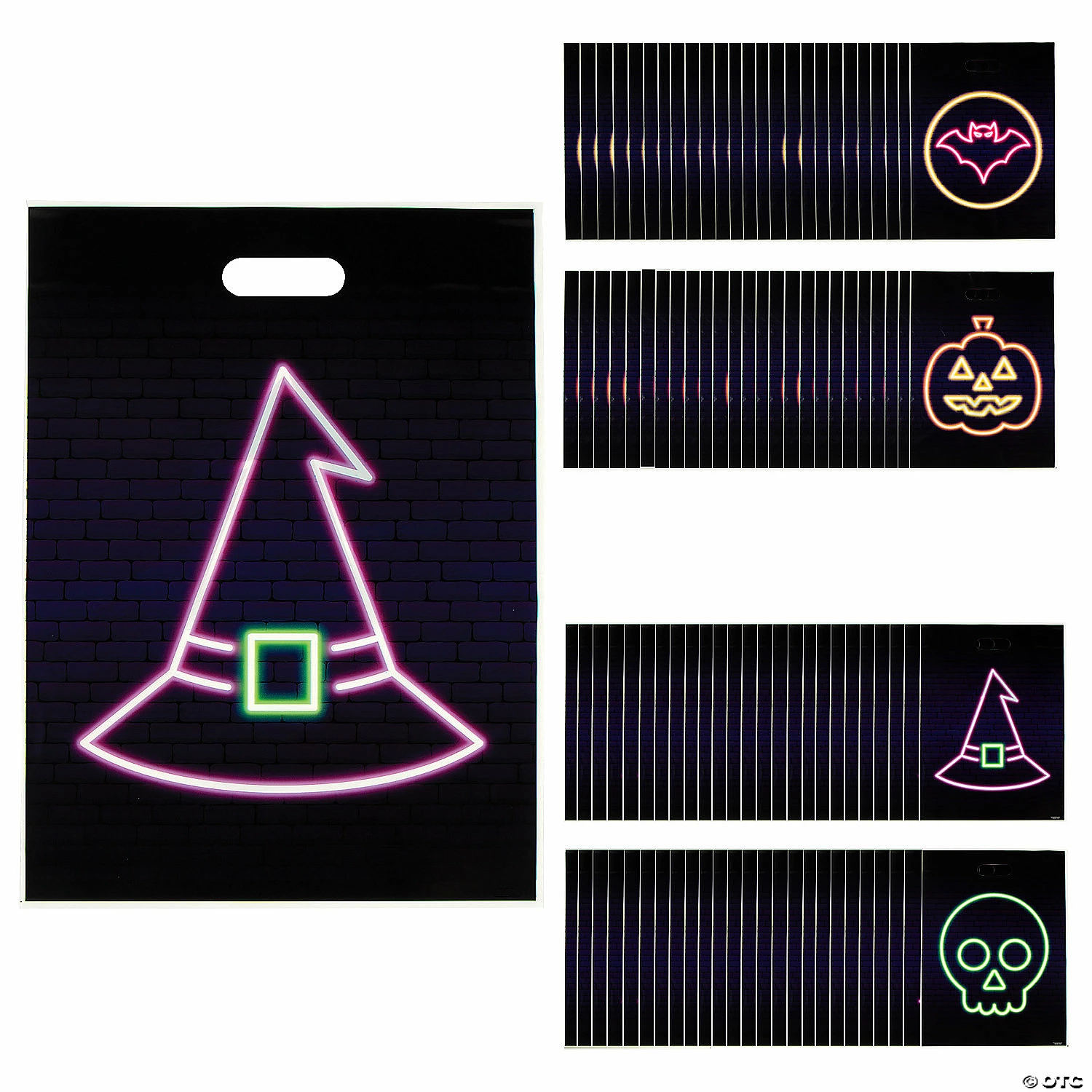 12 1/2” x 17" Neon Halloween Plastic Goody Bags- 100 Pc. 1 12 1/2” x 17" Neon Halloween Plastic Goody Bags- 100 Pc.