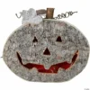 12" LED Lighted Birch Wood Jack-O-Lantern Halloween Decoration