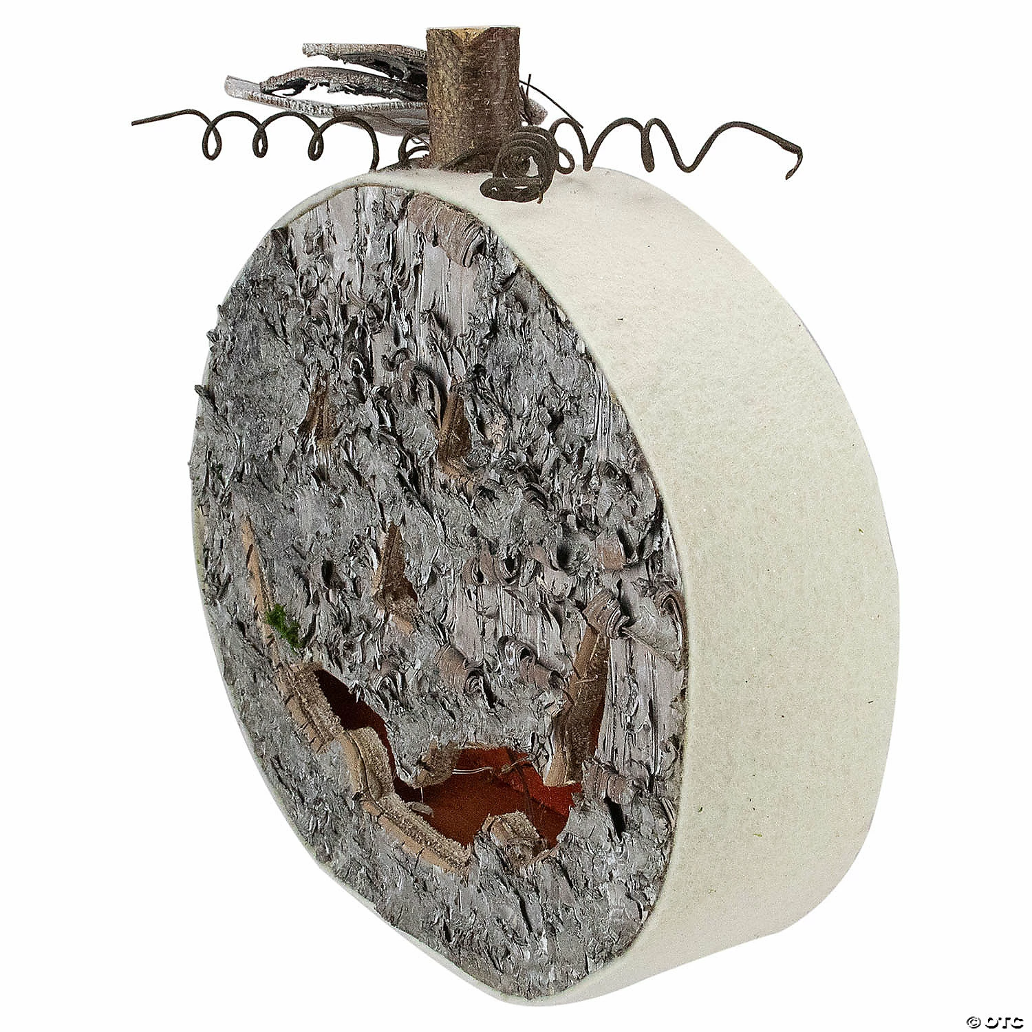 12" LED Lighted Birch Wood Jack-O-Lantern Halloween Decoration 3 12" LED Lighted Birch Wood Jack-O-Lantern Halloween Decoration - Image 3