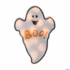 12" Lighted Holographic Ghost Halloween Window Silhouette Decoration