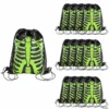 12" x 15" Medium Glow-in-the-Dark Skeleton Nonwoven Drawstring Bags – 12 Pc.