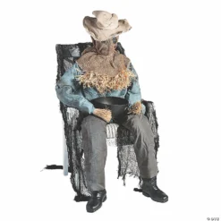Animated Sitting Scarecrow Halloween Decoration