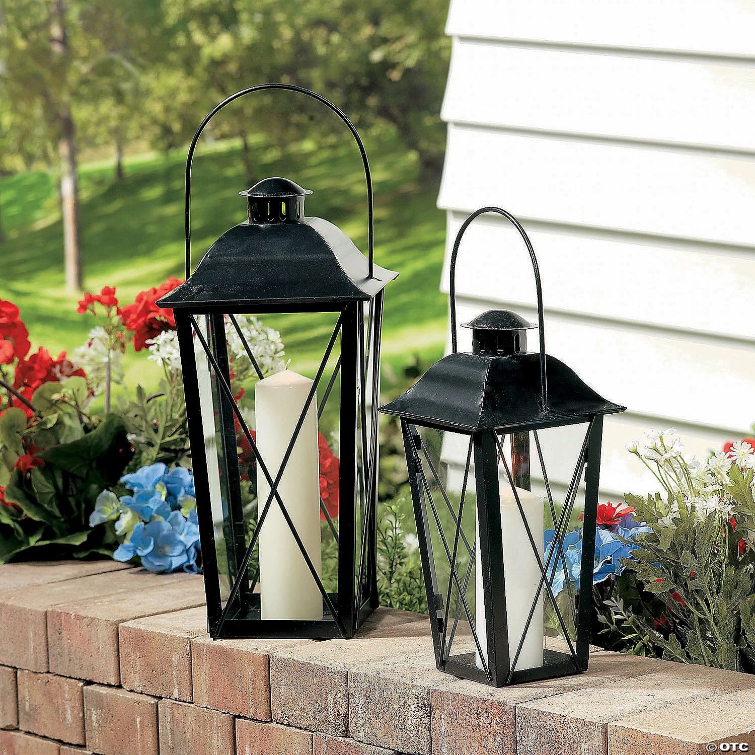 Black Metal Lanterns - 2 Pc. 4 Black Metal Lanterns - 2 Pc. - Image 4