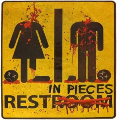 Bloody Restroom Sign Sticker - Halloween, Haunted House and Horror Themed Parties Bathroom Door Decoration