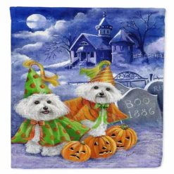 Caroline's Treasures, Halloween, Bichon Frise Halloween Haunted House Flag Canvas House Size, 28 x 40, Dogs
