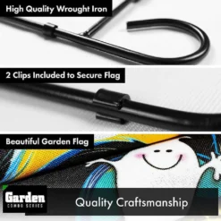 G128 - Combo Pack: Garden Flag Stand Black 36x16IN and Garden Flag Happy Halloween Black Cat Moon 12x18IN -Halloween Decorations Shop g128 combo pack garden flag stand black 36x16in and garden flag happy halloween black cat moon 12x18in14213108 a02NOWA