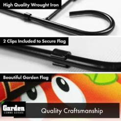 G128 - Combo Pack: Garden Flag Stand Black 36x16IN and Garden Flag Happy Halloween Three Pumpkins 12x18IN -Halloween Decorations Shop g128 combo pack garden flag stand black 36x16in and garden flag happy halloween three pumpkins 12x18in14213689 a02NOWA