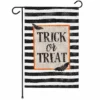 G128 - Garden Flag Halloween Decoration Trick or Treat Bats and Black and White Stripes 12"x18" Burlap Polyester