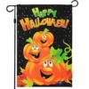 G128 Halloween Garden Flag, Happy Halloween Quote with Pumpkins Garden Yard Decorations, Rustic Holiday Seasonal Outdoor Flag 12 x 18 Inch