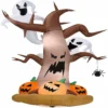 Gemmy Airblown Dead Tree with Ghosts on Top+Pumpkins 8 ft Tall Brown