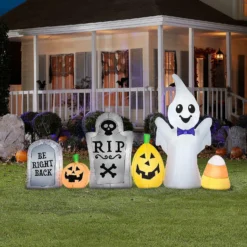 Gemmy Airblown Ghost in Cemetery Scene 5 ft Tall white -Halloween Decorations Shop gemmy airblown ghost in cemetery scene 5 ft tall white14240805 a01NOWA
