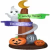 Gemmy Airblown–Ghost Wrapped Around Sign Post Scene 8 ft Tall Purple