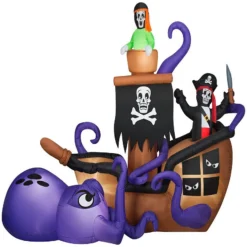 Gemmy Airblown Inflatable Halloween Pirate Ship 7.5 ft Tall black