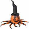Gemmy Airblown Inflatable Orange and Black Spider with Witch Hat 3 ft Tall Multicolored