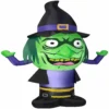 Gemmy Airblown Inflatable Stumpy Head Witch 7 ft Tall green