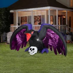 Gemmy Airblown Mixed Media Crow with Skull Scene 4.5 ft Tall Black -Halloween Decorations Shop gemmy airblown mixed media crow with skull scene 4 5 ft tall black14240918 a01NOWA