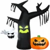 Gemmy Airblown Tree with Ghost & JOL Scene OPP 7 ft Tall black