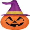 Gemmy Airdorable Airblown Jack o' Lantern with Purple Hat 1.5 ft Tall orange
