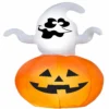 Gemmy Animated Airblown Spinning Ghost in Pumpkin 5.5 ft Tall Multicolored