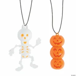 Glow Halloween Character Necklaces - 12 Pc. -Halloween Decorations Shop glow halloween character necklaces 12 pc 13821951 a01