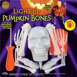 Halloween Light Up Skellington Bones Pumpkin Carving & Decorating Kit