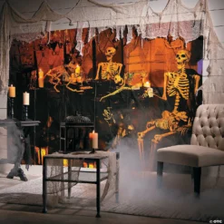 Haunted Skeleton Banquet Backdrop Halloween Decoration - 3 Pc. -Halloween Decorations Shop haunted skeleton banquet backdrop halloween decoration 3 pc 13775486 a01