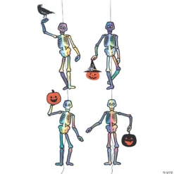 Holographic Skeleton Hanging Halloween Decorations - 10 Pc.