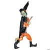 Leg Kicking Witch With Broom Halloween Decoration