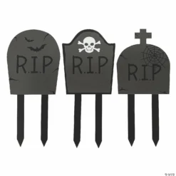 Mini Headstone Yard Stake Halloween Decorationst - 3 Pc. -Halloween Decorations Shop mini headstone yard stake halloween decorationst 3 pc 13952123 a01