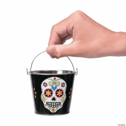 Mini Neon Day of the Dead Pails - 12 Pc. -Halloween Decorations Shop mini neon day of the dead pails 12 pc 13604609 a01