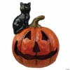 Northlight 10" LED Lighted Jack-O-Lantern and Black Cat Tabletop Halloween Figure