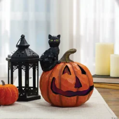 Northlight 10" LED Lighted Jack-O-Lantern and Black Cat Tabletop Halloween Figure -Halloween Decorations Shop northlight 10 led lighted jack o lantern and black cat tabletop halloween figure14111602 a01