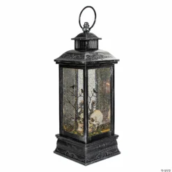 Northlight 11" Black and Brushed Silver LED Skull Head Halloween Snow Globe Lantern -Halloween Decorations Shop northlight 11 black and brushed silver led skull head halloween snow globe lantern14111610 a03