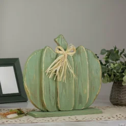 Northlight 14" Green Slatted Halloween Table Top Pumpkin with Bow -Halloween Decorations Shop northlight 14 green slatted halloween table top pumpkin with bow14111623 a01