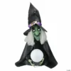 Northlight 26" Pre-Lit Black and Green Sitting Fortune Witch with Magic Ball Halloween Decor