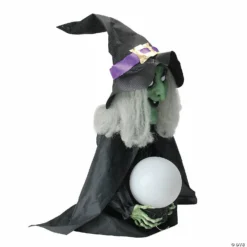 Northlight 26" Pre-Lit Black and Green Sitting Fortune Witch with Magic Ball Halloween Decor -Halloween Decorations Shop northlight 26 pre lit black and green sitting fortune witch with magic ball halloween decor13984245 a01