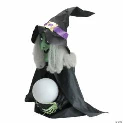 Northlight 26" Pre-Lit Black and Green Sitting Fortune Witch with Magic Ball Halloween Decor -Halloween Decorations Shop northlight 26 pre lit black and green sitting fortune witch with magic ball halloween decor13984245 a02