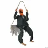 Northlight 28" Black and Orange Hanging Play Swing Pumpkin Man Halloween Decor