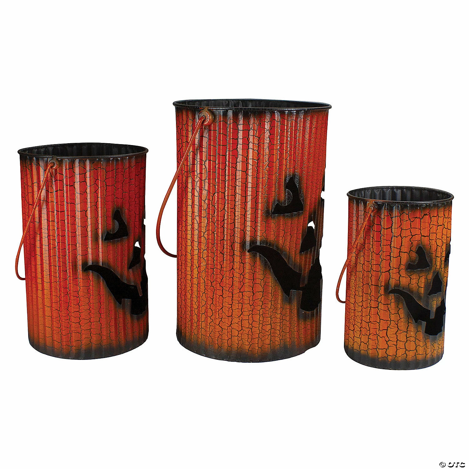 Northlight 3 Piece Black and Orange Metal Pumpkin Lantern Set Halloween Decoration 2 Northlight 3 Piece Black and Orange Metal Pumpkin Lantern Set Halloween Decoration - Image 2