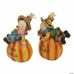 Northlight Set of 2 Girl and Boy Scarecrow Pumpkins With Sunflowers and Leaf's Fall Figurines - 6.5" -Halloween Decorations Shop northlight set of 2 girl and boy scarecrow pumpkins with sunflowers and leafs fall figurines 6 514111734 a03