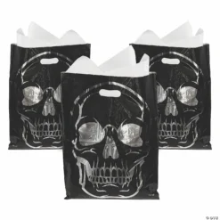 Reflective Foil Skull Trick-or-Treat Goody Bags - 50 Pc.